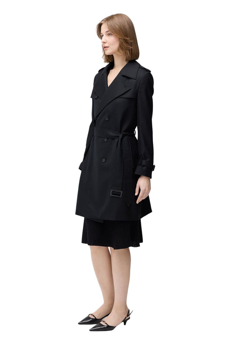 Double Breasted Cashmere Trench Coat, Alternate, color, black