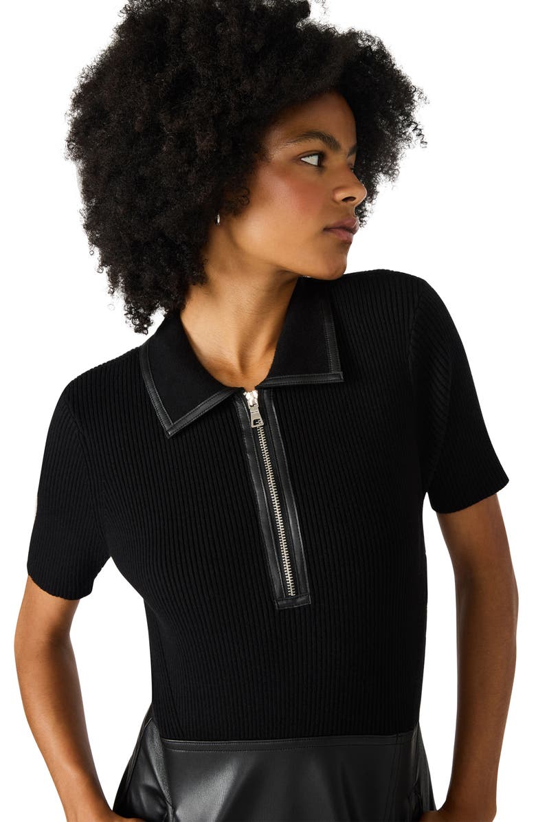 Steve Madden Tila Mixed Media Faux Leather Dress, Alternate, color, 