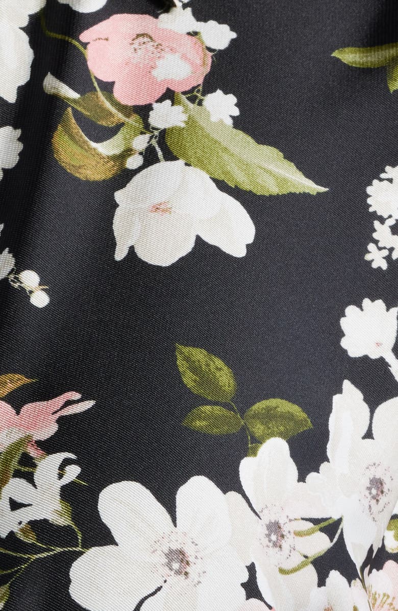 Anne Klein Floral Long Sleeve Shirtdress, Alternate, color, Anne Black Multi (9Xo)