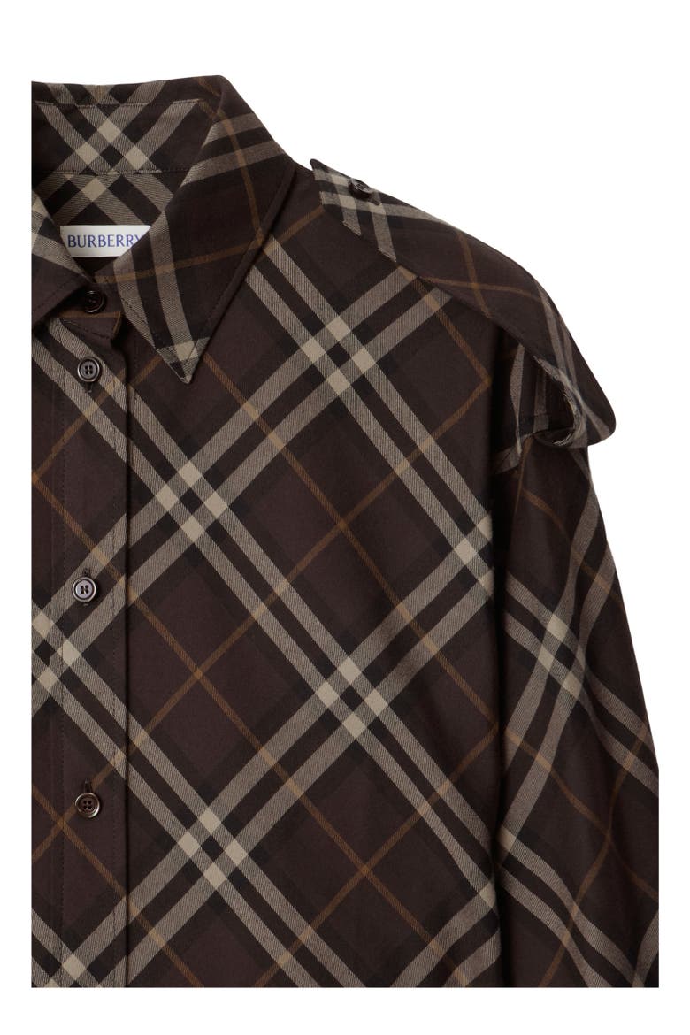 Check Cotton Flannel Shirt Dress, Alternate, color, Truffle brown