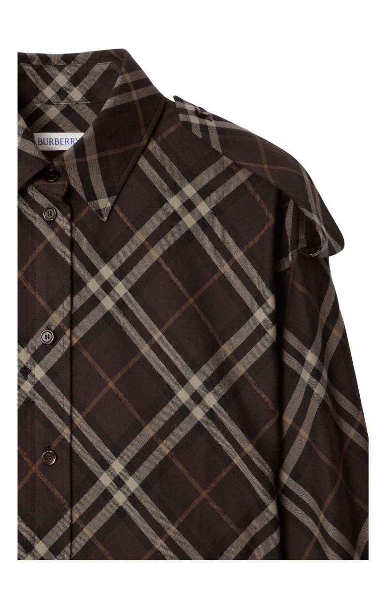 Burberry Check Cotton Flannel Shirt Dress, Alternate, color, Truffle Brown