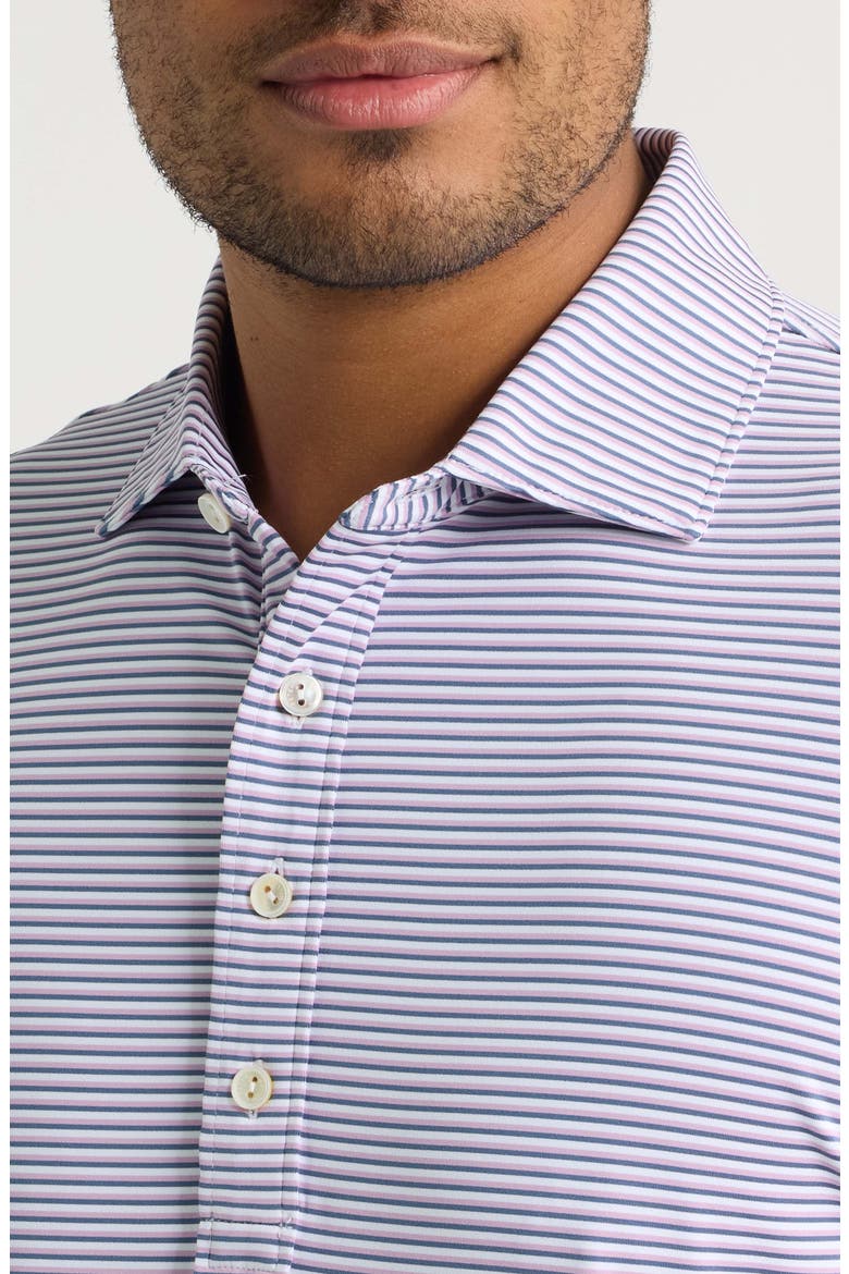 Rondo Crown Crafted Stripe Performance Jersey Polo, Alternate, color, WHITE / LIGHT MOCHA