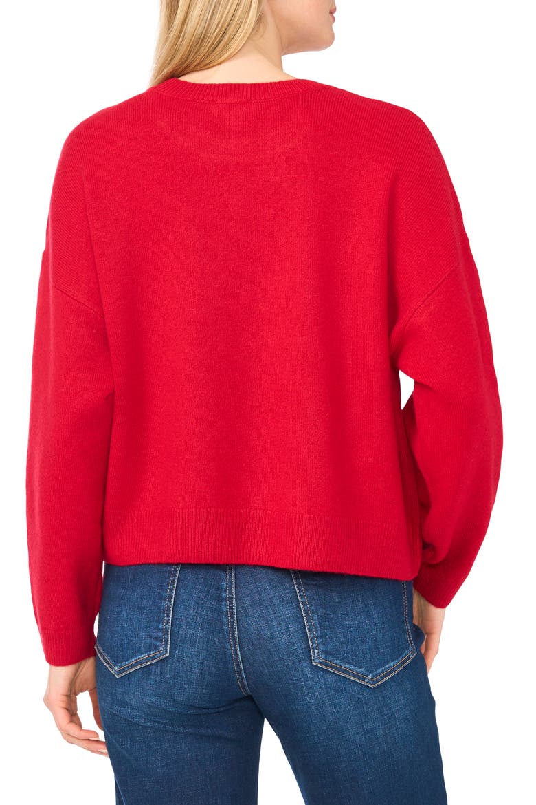 Sequin Bow Sweater, Alternate, color, GLAMOUR RED/ ANTIQUE WHITE