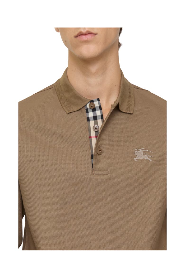 Long-sleeve Cotton Polo Shirt, Alternate, color, Clay brown