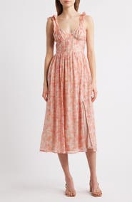 Lulus Leighton Tie Shoulder Organza Fit & Flare Dress