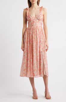 Lulus Leighton Tie Shoulder Organza Fit & Flare Dress