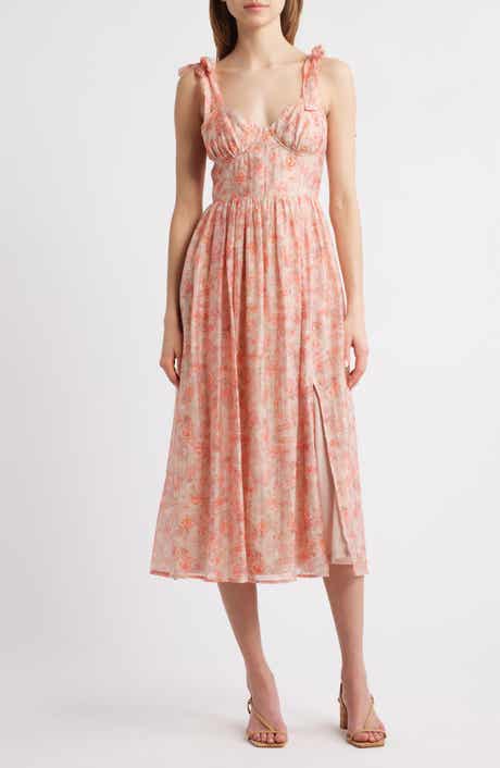 Lulus Leighton Tie Shoulder Organza Fit & Flare Dress