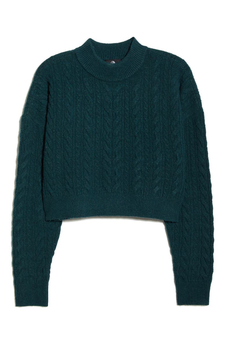 Cable Knit Crop Sweater, Alternate, color, PONDEROSA PINE