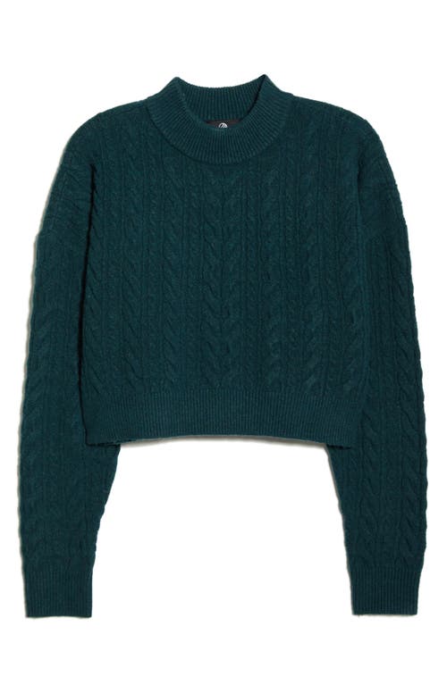 Mpg Cable Knit Crop Sweater In Green