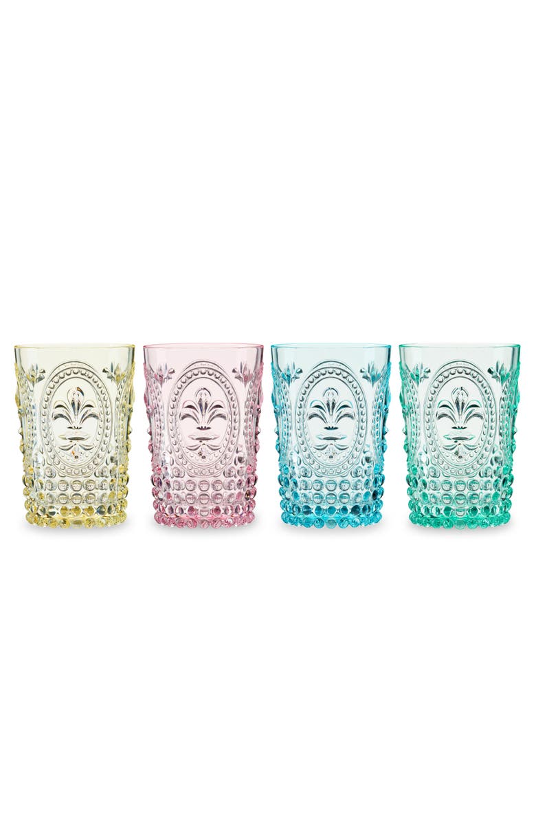 TWINE Shatterproof Acrylic Embossed Tumblers in Assorted Colors Set of 4, Alternate, color, Assorted