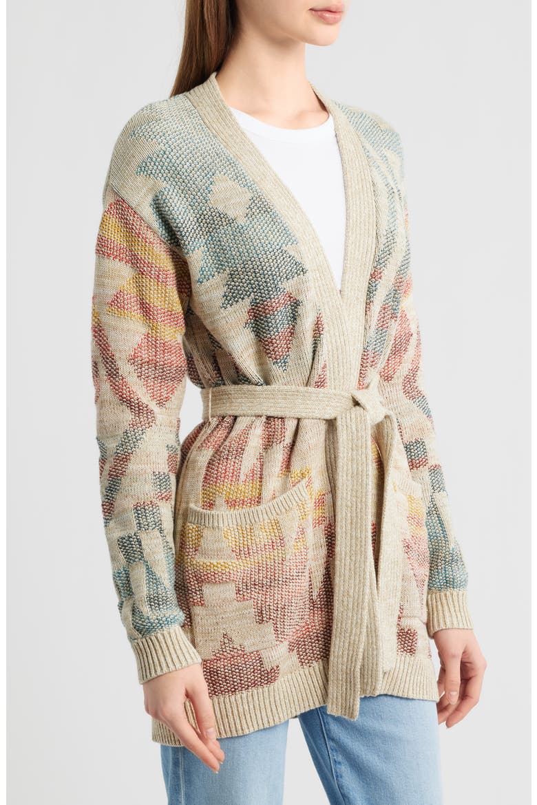 Cheyenne Jacquard Cotton Wrap Cardigan, Alternate, color, NATURAL MULTI