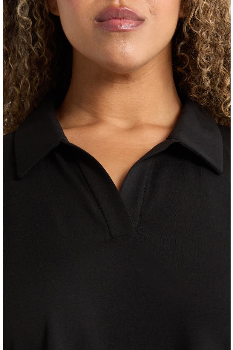 Boxy Henley Jersey Top, Alternate, color, BLACK