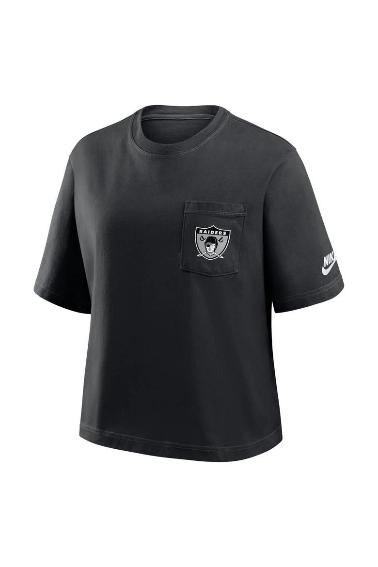 Women's Nike Black Las Vegas Raiders Rewind Pocket Boxy T-Shirt, Alternate, color, Black