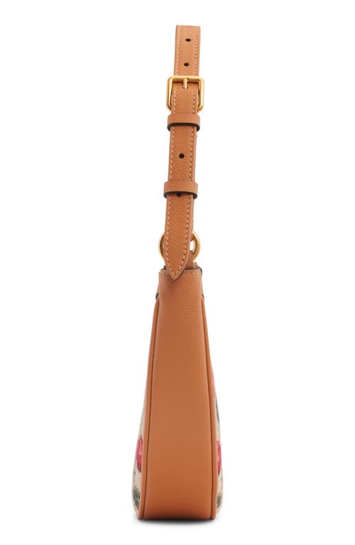 Valentino Vlogo Signature Mini Cherries Jacquard Shoulder Bag In R9f Natural/multi/camel