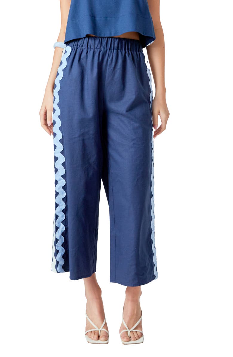 English Factory Rickrack Trim Wide Leg Pants, Main, color, 