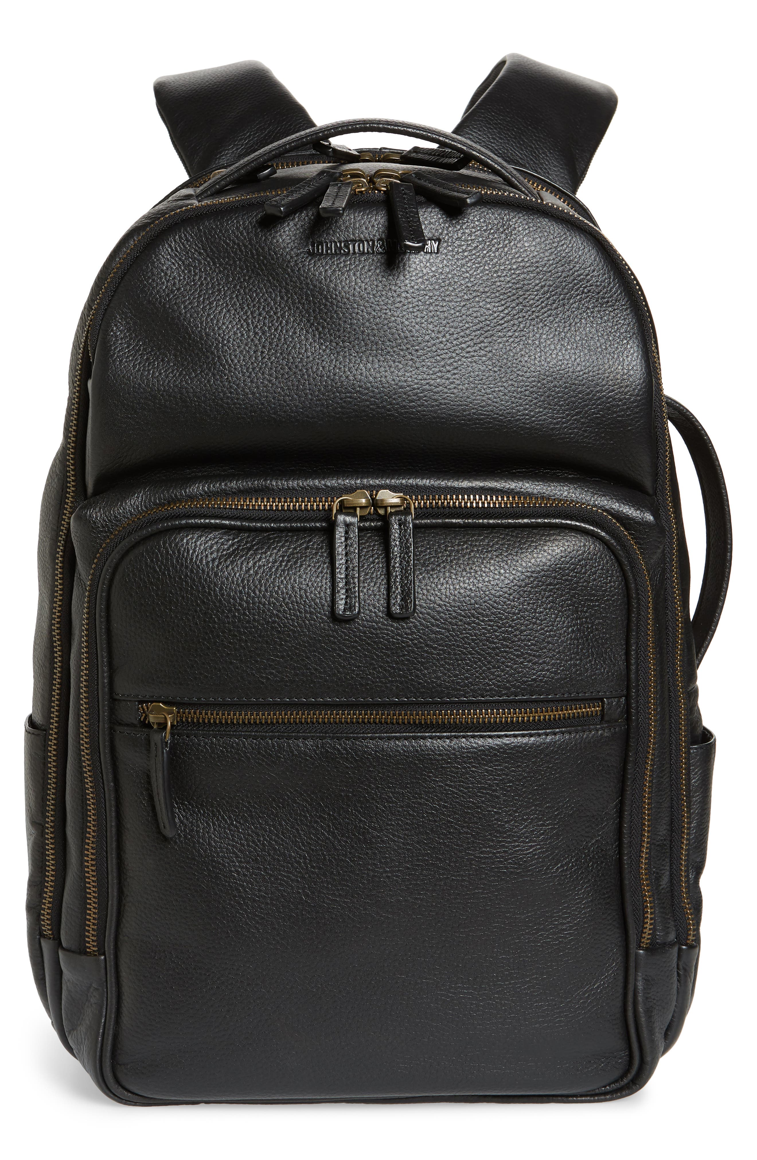 Johnston & Murphy Leather Backpack, Main, color, 