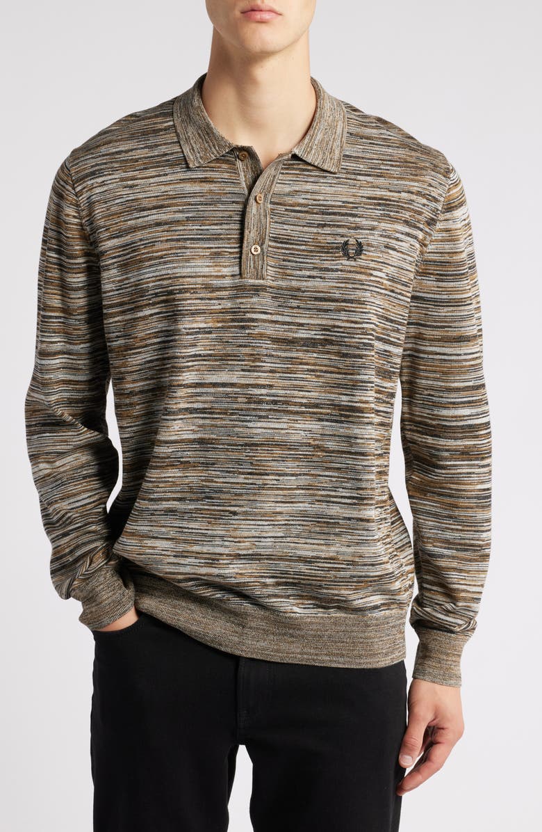 Fred Perry Space Dye Long Sleeve Cotton Polo Sweater, Main, color, 