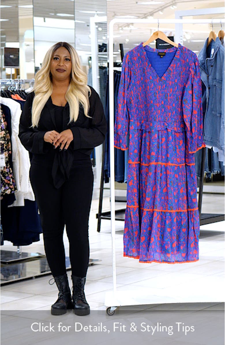 Tanya Floral Print Smocked Maxi Dress, sales video thumbnail