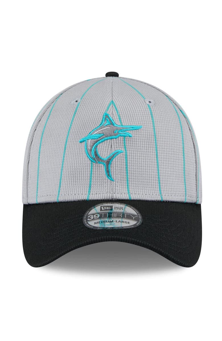 New Era Men's New Era Gray/Black Miami Marlins 2025 Batting Practice 39THIRTY Flex Hat, Alternate, color,
