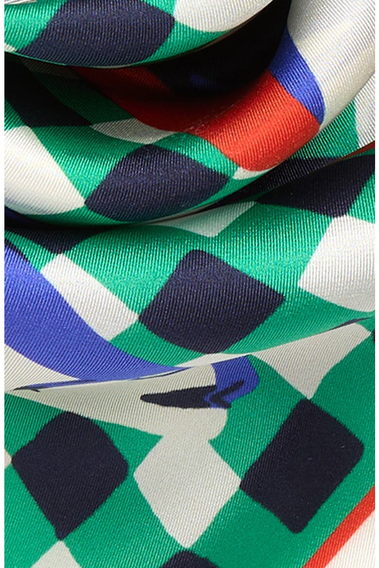 Tinned Fish Silk Bandana, Alternate, color, LEAF GREEN