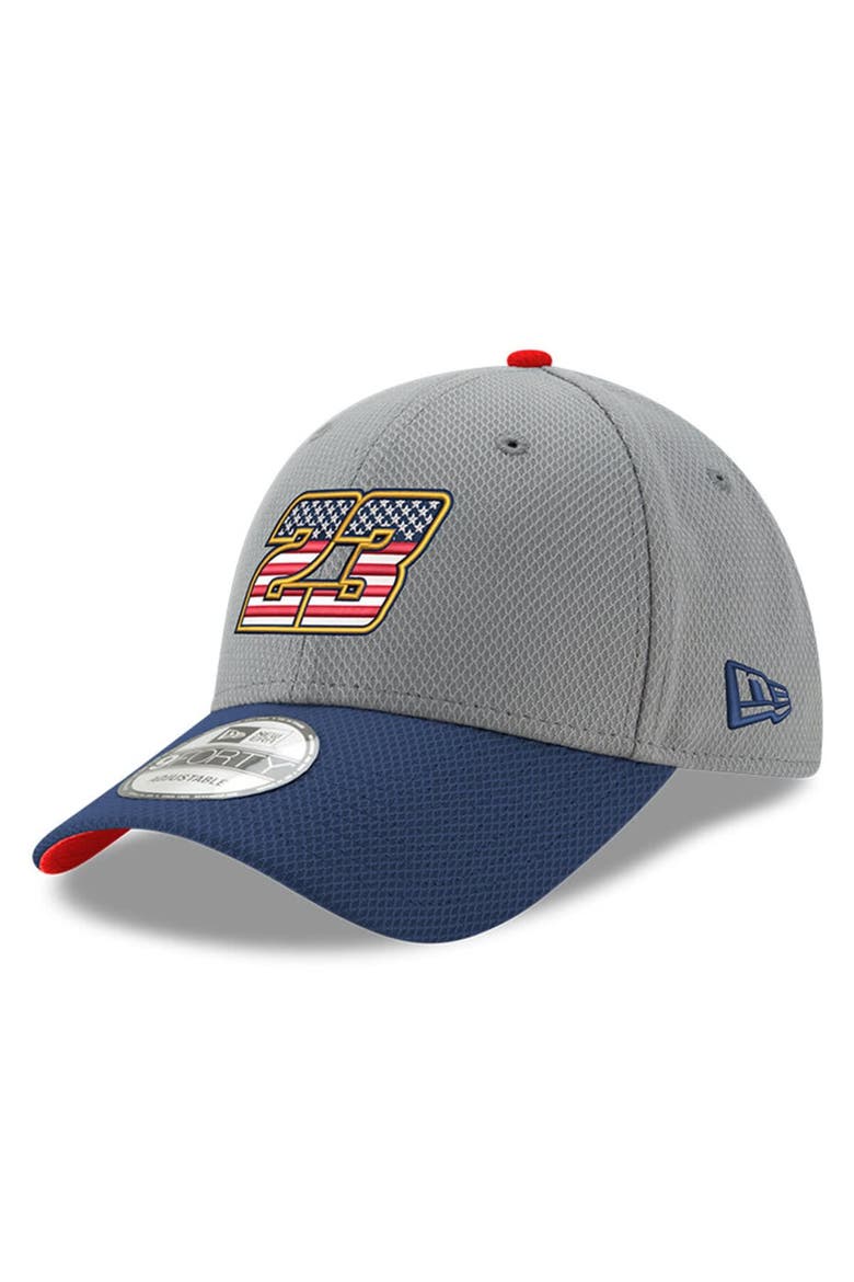 Men's New Era  Gray/Navy Bubba Wallace Salute 9FORTY Adjustable Hat, Main, color, Gray