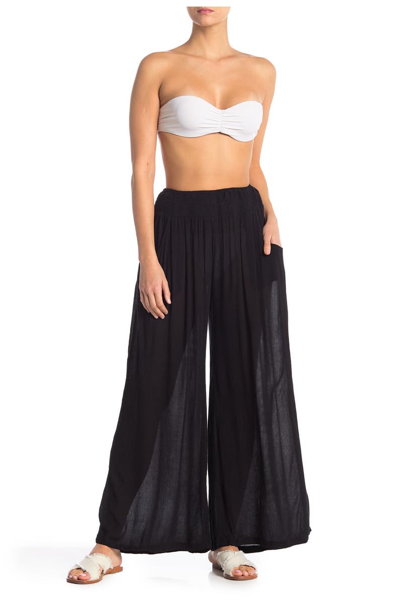 Elan Smocked Waist Cover-Up Pants, Main, color,