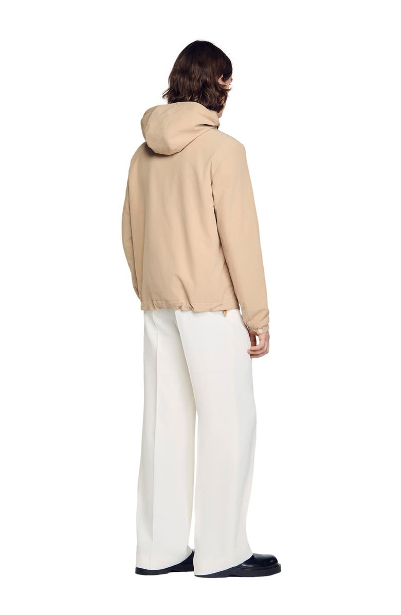 SANDRO Hooded zip-up jacket, Alternate, color, Sand