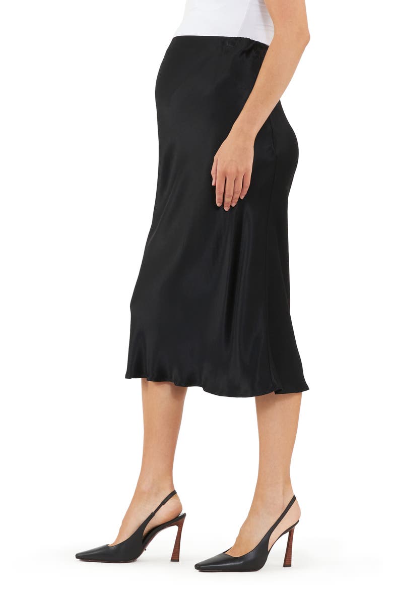 Crystal Satin Midi Maternity Skirt, Alternate, color, BLACK
