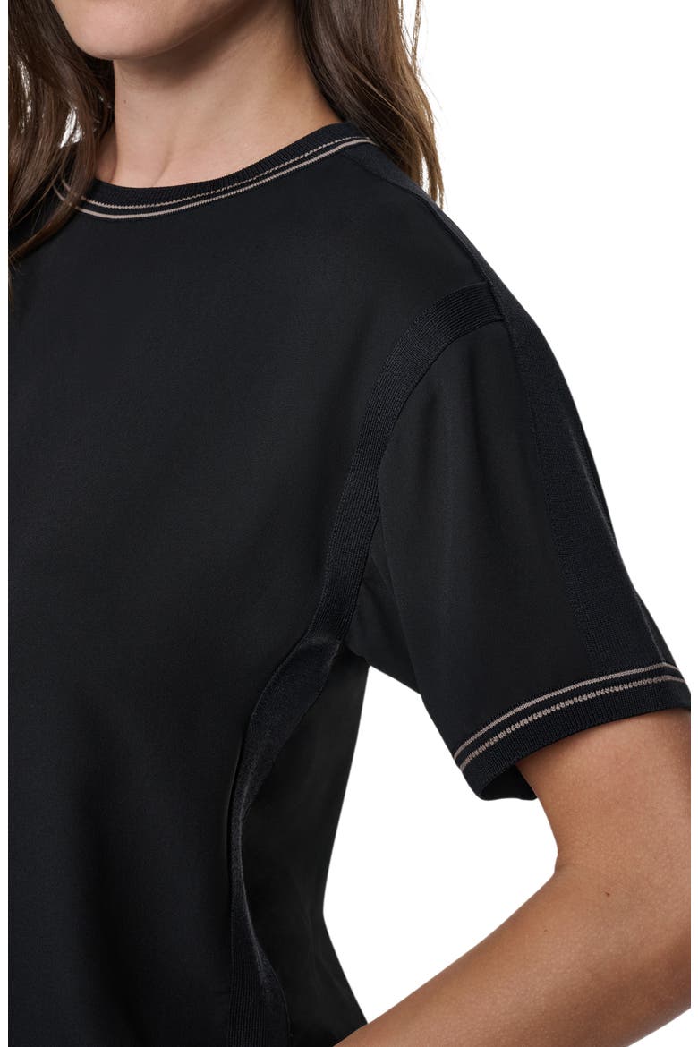 Contrast Stitch Dolman Sleeve Mixed Media Top, Alternate, color, BLACK