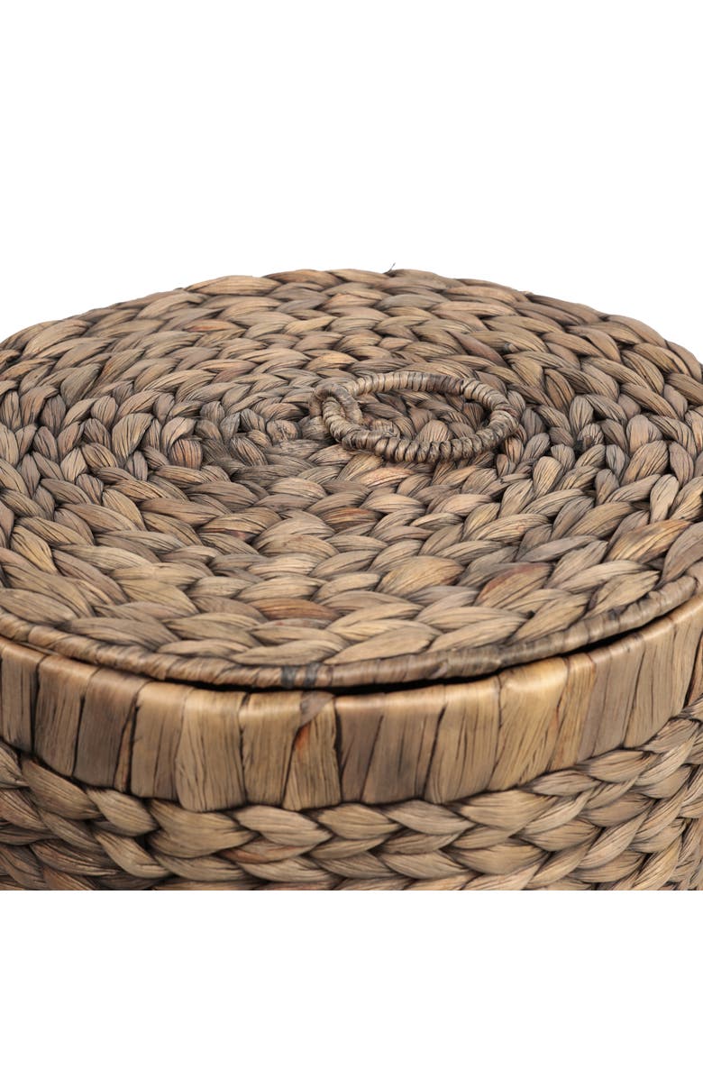 HAPPIMESS Nora Handwoven Water Hyacinth 5.7-Gallon Tapered Round Wicker Watebasket with Lid, Alternate, color, Brown