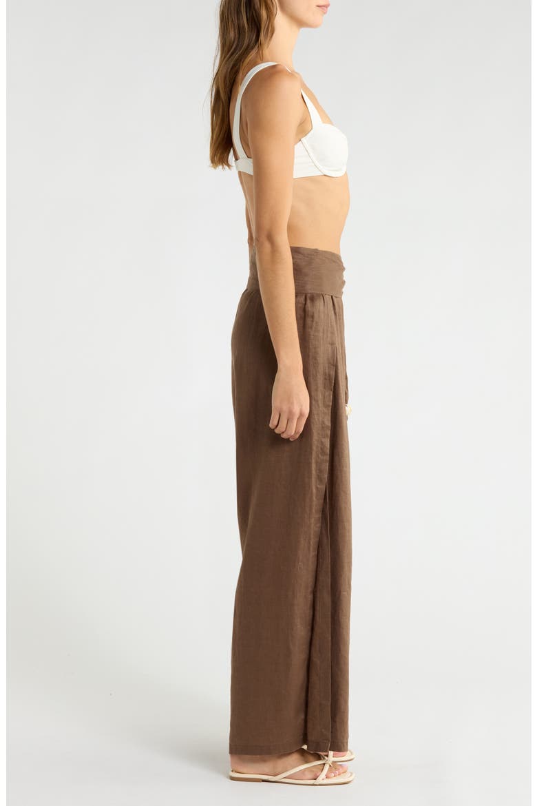 Tie Side Linen Cover-Up Pants, Alternate, color, BROWN