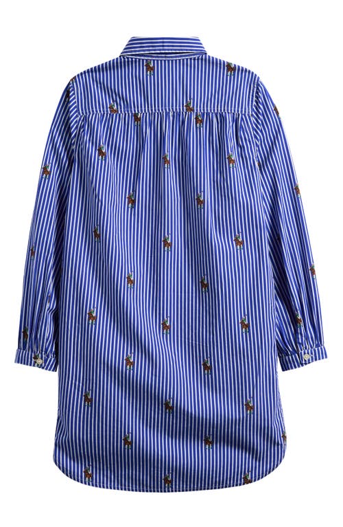 Polo Ralph Lauren Kids' Cotton Poplin Stripe Shirtdress In Blue