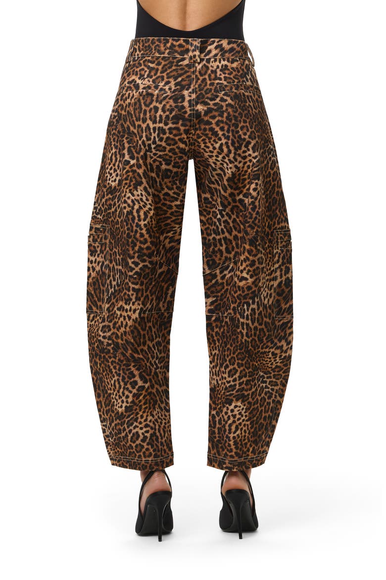 Leopard Print Stretch Canvas Barrel Pants, Alternate, color, SPOTTED LEOPARD