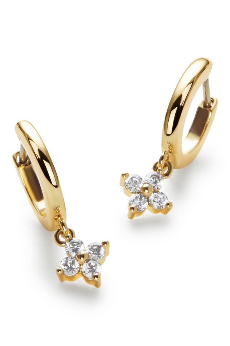 Angela Star Drop Hoop Earrings, Alternate, color, GOLD/CLEAR