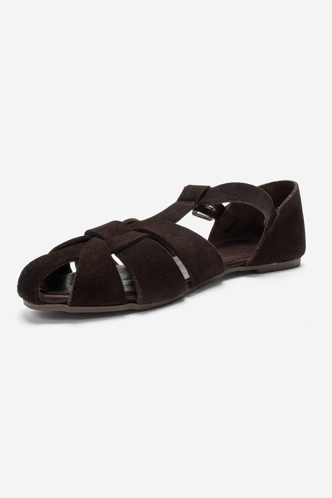 Falina Leather Sandal, Alternate, color, Brown Suede