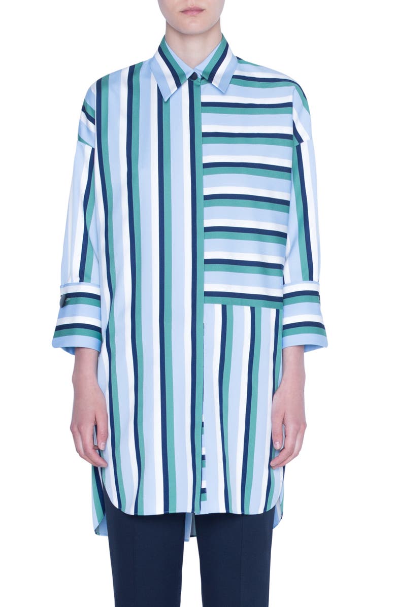 Akris punto Patchwork Stripe Tunic Blouse, Main, color, 