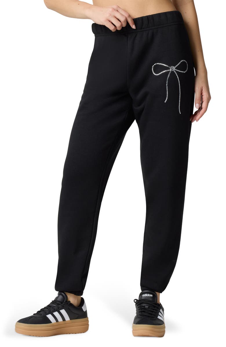 Florence by Mills Crystal Bow Detail Joggers, Main, color, Black