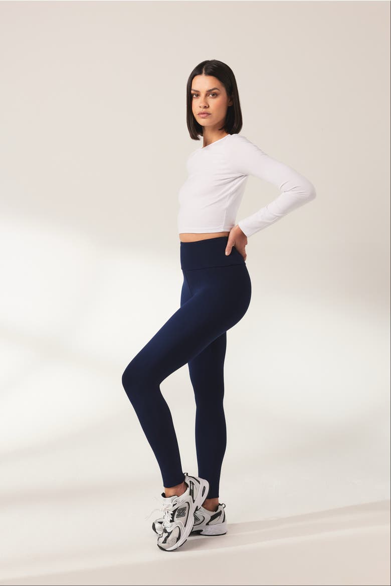 Petite Lightweight High Waisted Leggings, Alternate, color, Navy