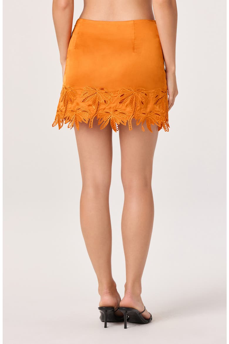 Dawn Lace Detail Matte Satin Miniskirt, Alternate, color, SUNSET