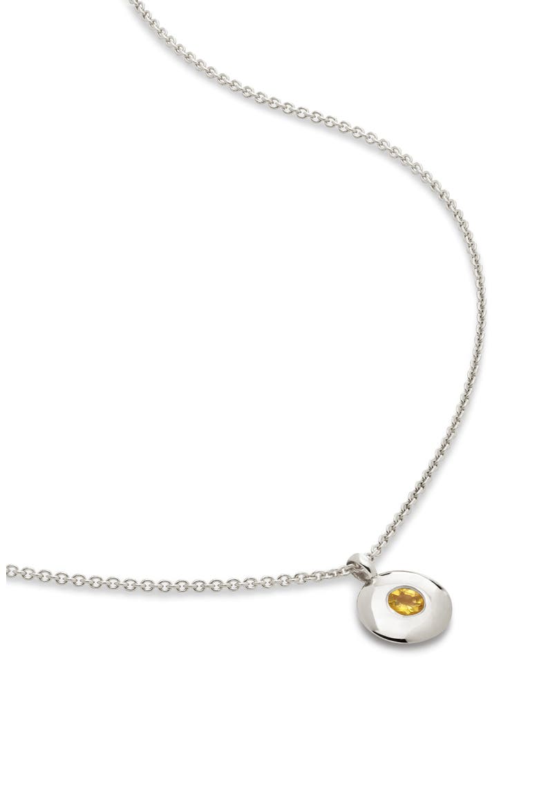 November Birthstone Citrine Pendant Necklace, Main, color, STERLING SILVER