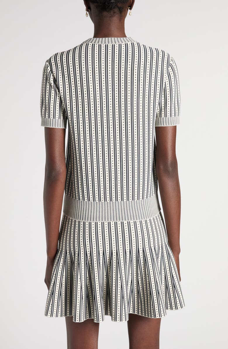McQueen Short Sleeve Jacquard Stripe Sweater, Alternate, color, Ivory/Navy