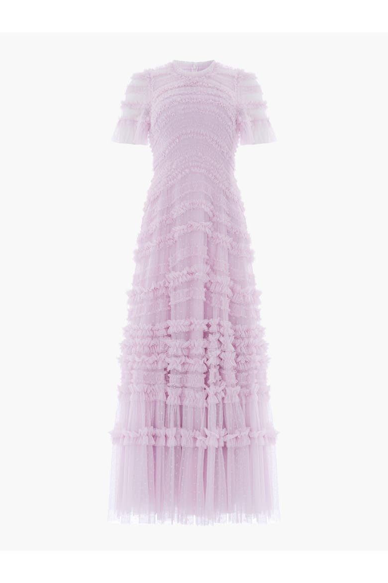 Amara Round Neck Ruffle Gown, Alternate, color, Powder Lilac