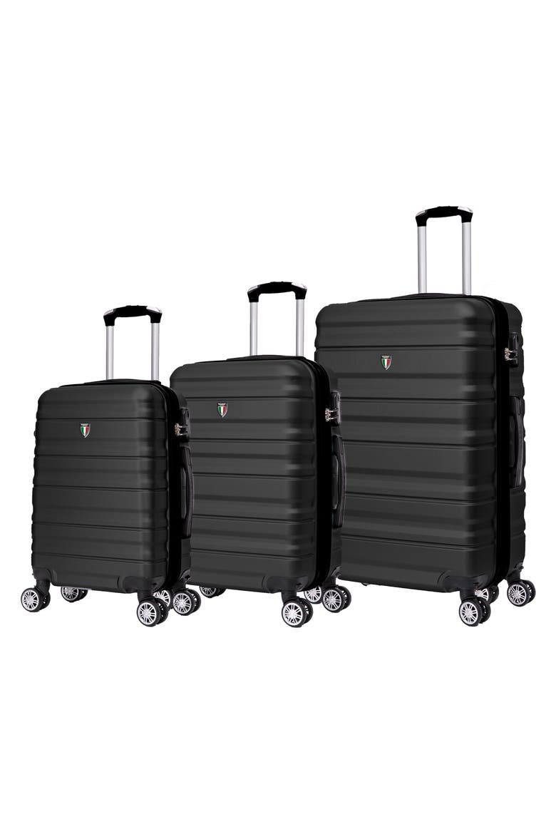 Girovita Hardshell 3-Piece Spinner Luggage Set, Main, color, BLACK