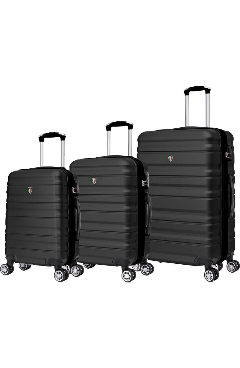 TUCCI Girovita Hardshell 3-Piece Spinner Luggage Set, Main, color, Black