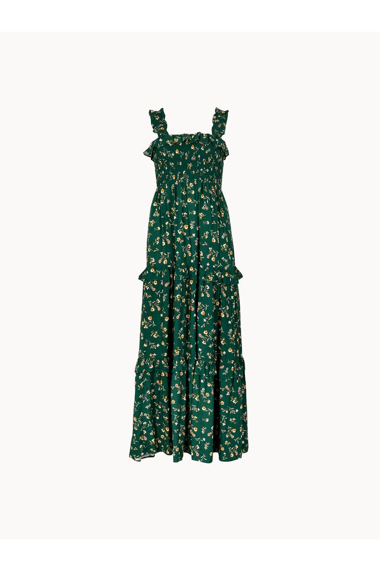 Ditsy Floral Smock Maxi Dress, Alternate, color, Green