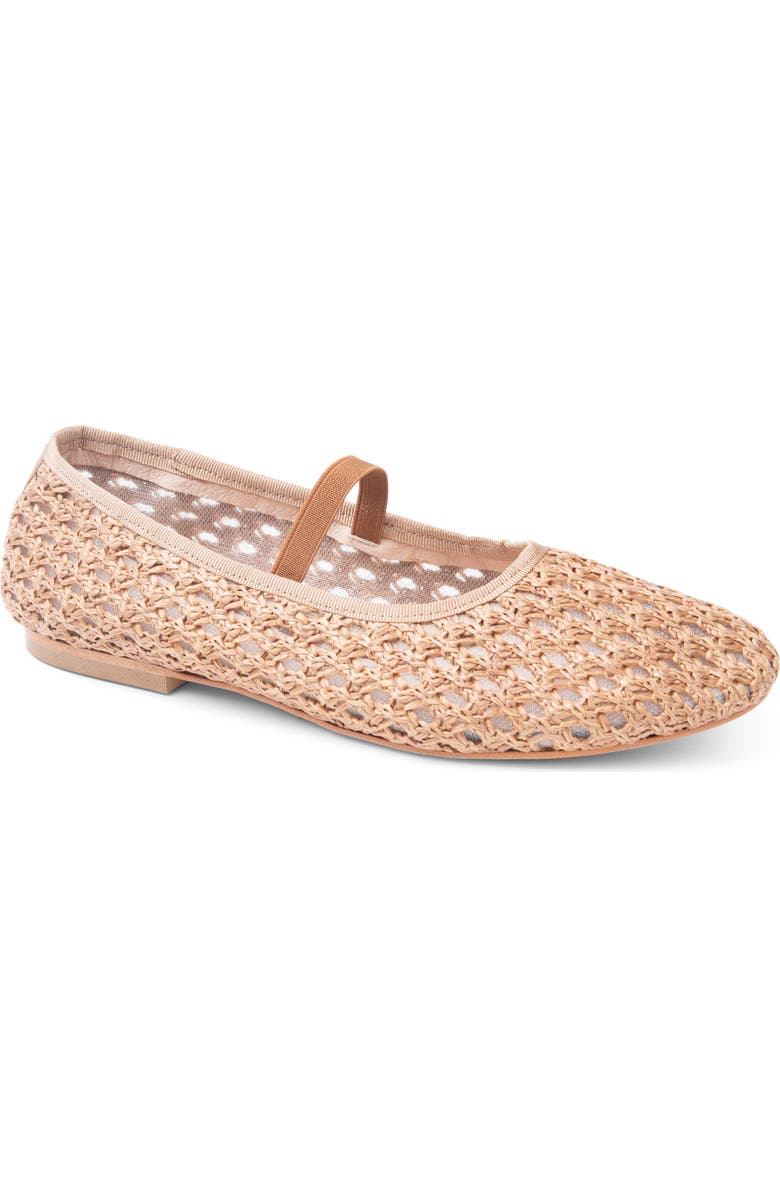 patricia green Monaco Raffia Mary Jane Ballet Flat, Main, color, Cognac Raffia