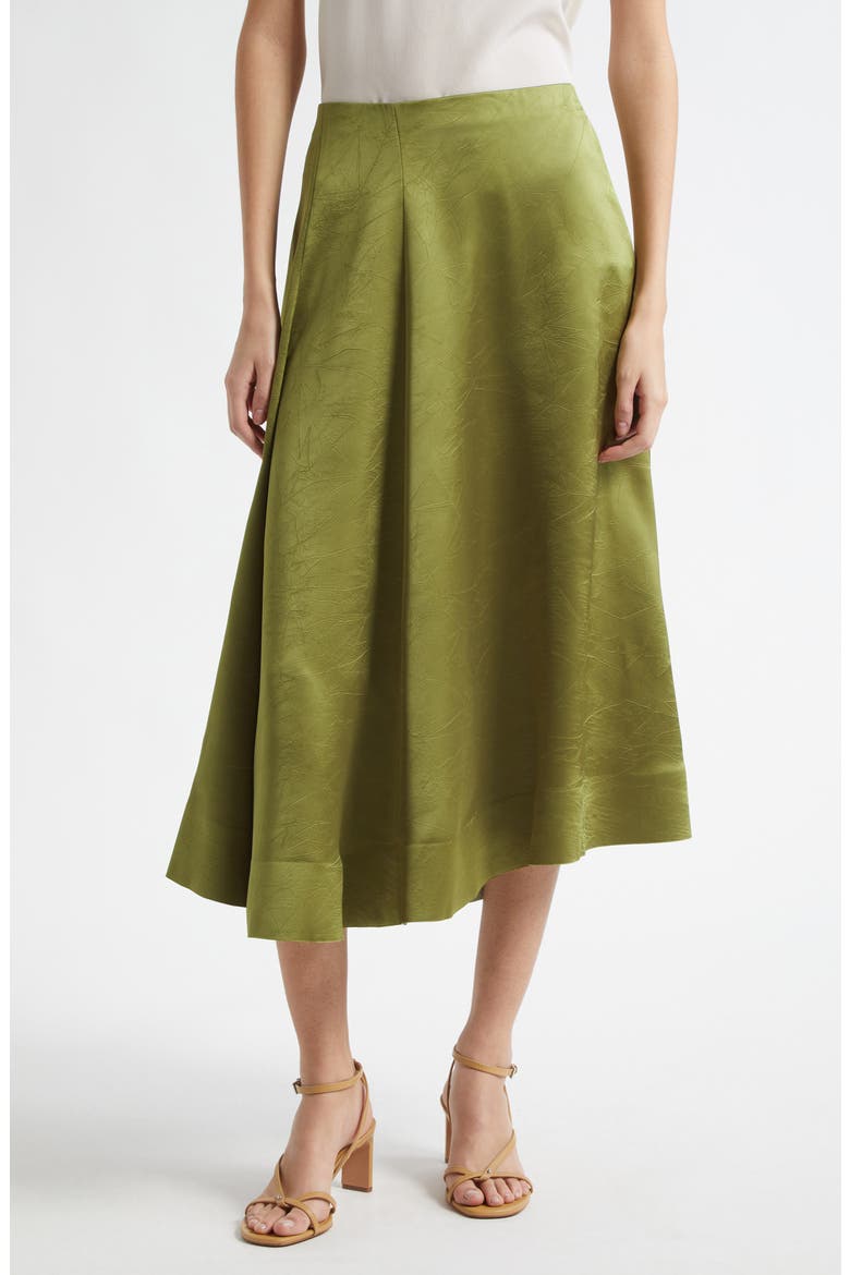 Asymmetric Pleat Satin Skirt, Main, color, HERBARIA