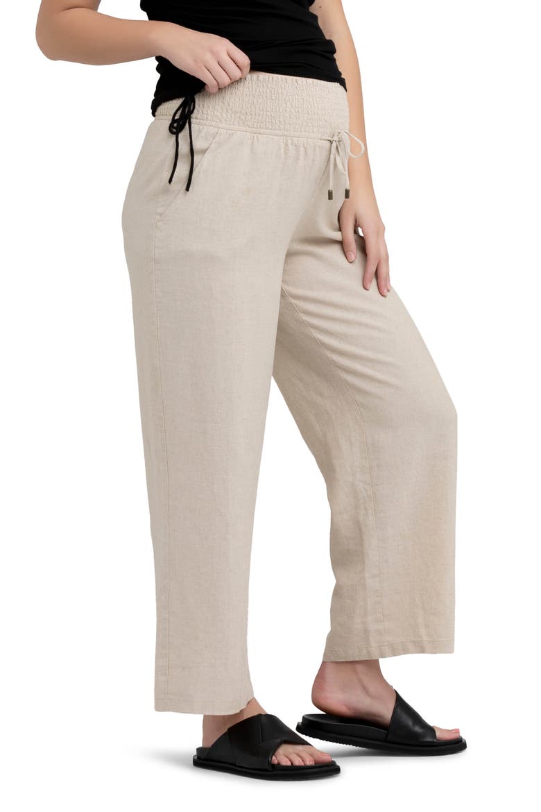 Indi Wide Leg Linen Pant, Alternate, color, NATURAL