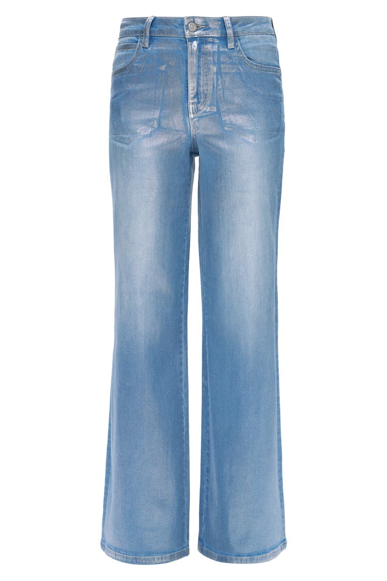 Metallic High Waist Wide Leg Jeans, Alternate, color, BLUE/ SILVER