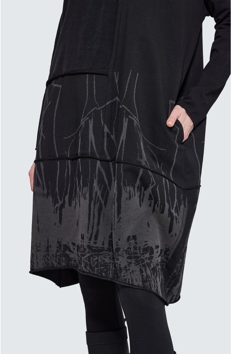 LUUKAA Mora Laser Printed Jersey Dress, Alternate, color, Ink Black